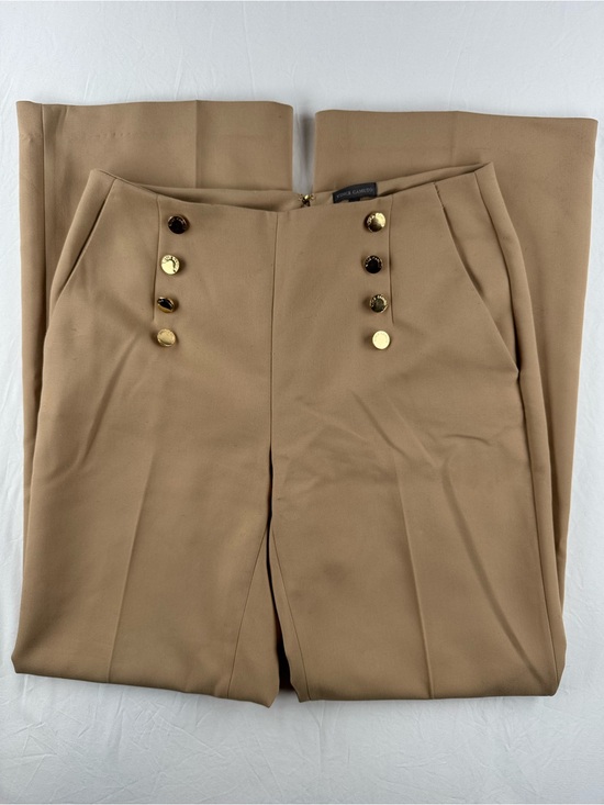 Vince Camuto Pants - Vince Camuto Tan High-Waist Tailored Trousers with Gold Buttons